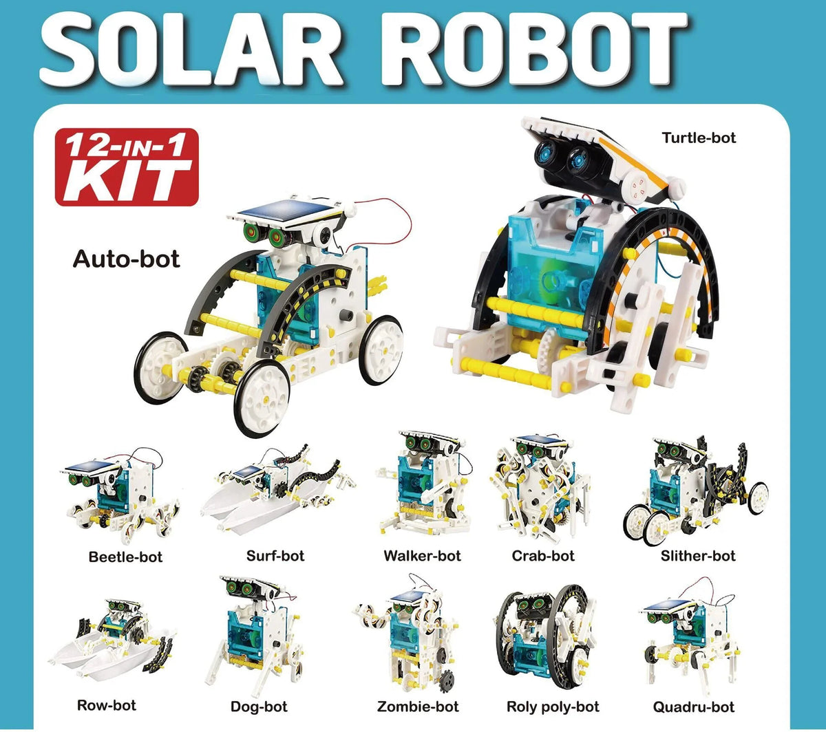 12-in-1 Solar Robot Science Kit - DIY Educational Building Toy, STEM Learning Tool for Kids