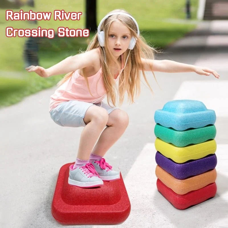 Children’s Rainbow Balance Training Foam Step – Sensory Tube Toy for Outdoor Motor Skill Games, Gift for Kids