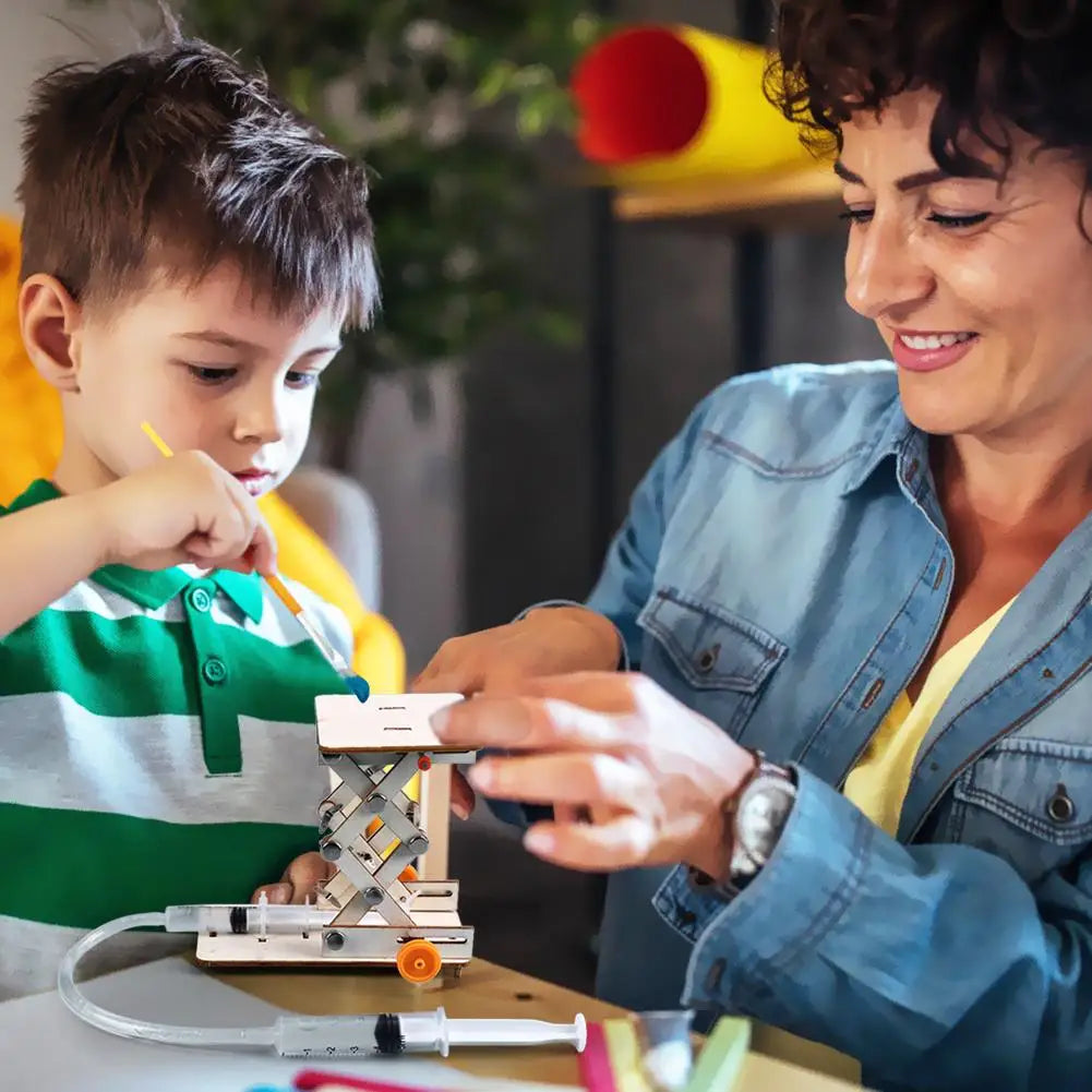 Kids DIY Science Toy Educational Hydraulic Lift Table Model, Physics STEM Experiment Kit for Children