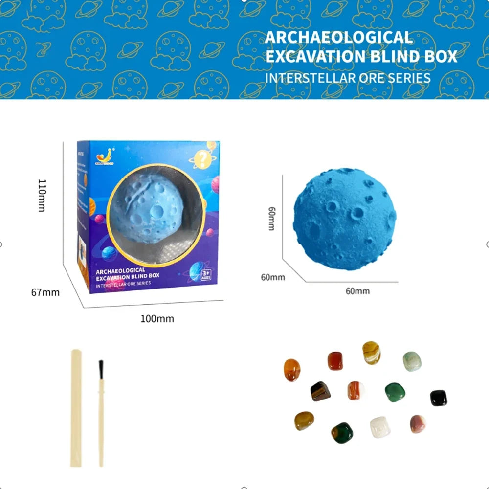 Children's Archaeology Digging Treasure Kit - Solar System Gem Ore Exploration, Science Education Toy for Kids