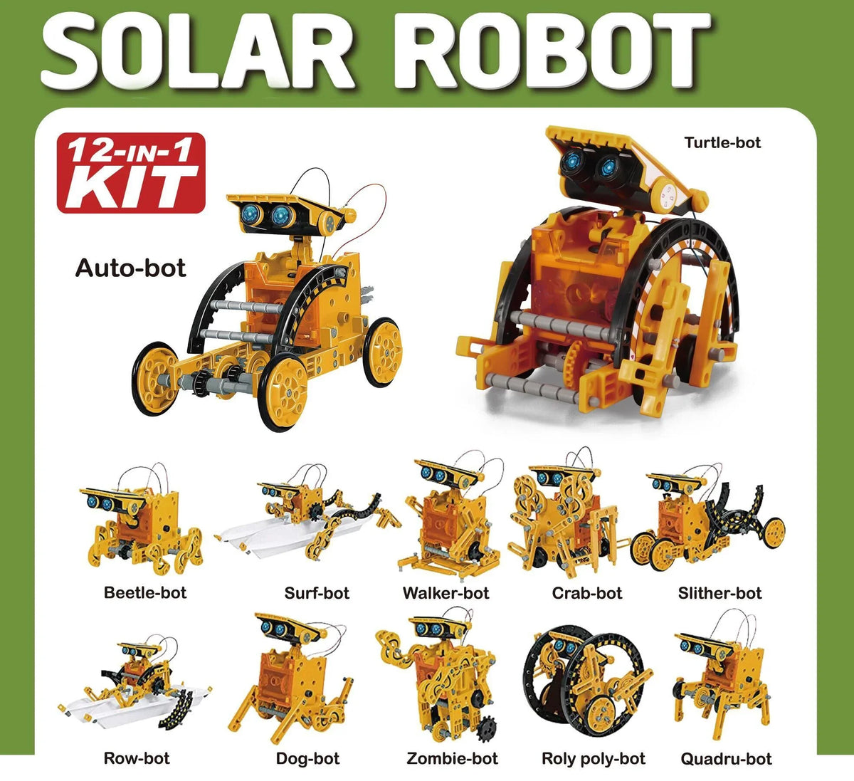 12-in-1 Solar Robot Science Kit - DIY Educational Building Toy, STEM Learning Tool for Kids