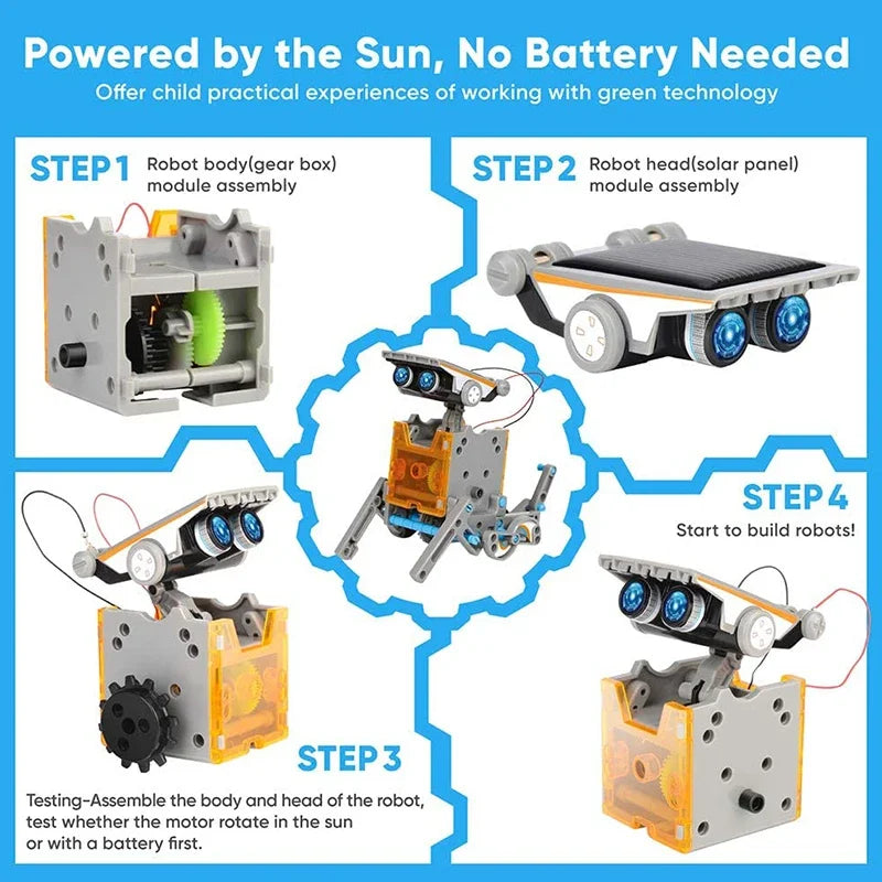 12-in-1 Solar Robot Science Kit - DIY Educational Building Toy, STEM Learning Tool for Kids