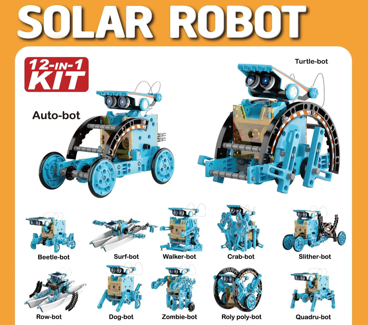 12-in-1 Solar Robot Science Kit - DIY Educational Building Toy, STEM Learning Tool for Kids