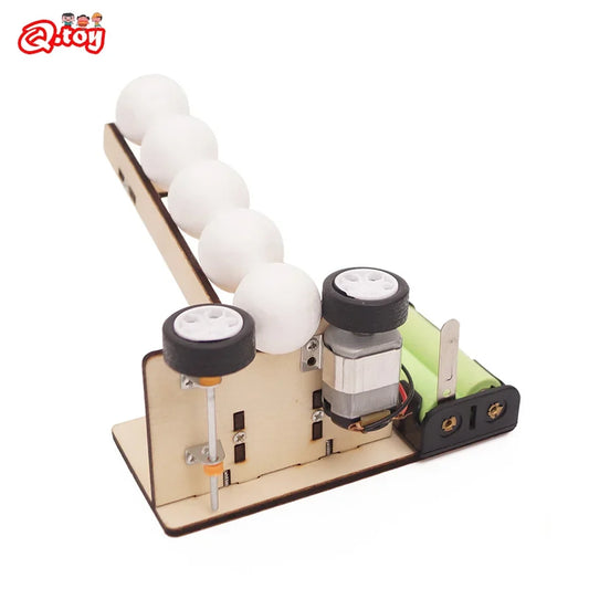 DIY Wooden Pitching Machine Puzzle STEM Toy Science Experiment Kit Educational Learning Game for Kids