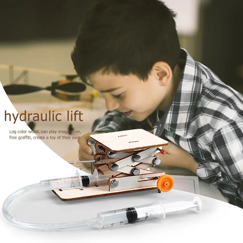 Kids DIY Science Toy Educational Hydraulic Lift Table Model, Physics STEM Experiment Kit for Children