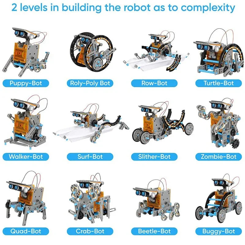 12-in-1 Solar Robot Science Kit - DIY Educational Building Toy, STEM Learning Tool for Kids