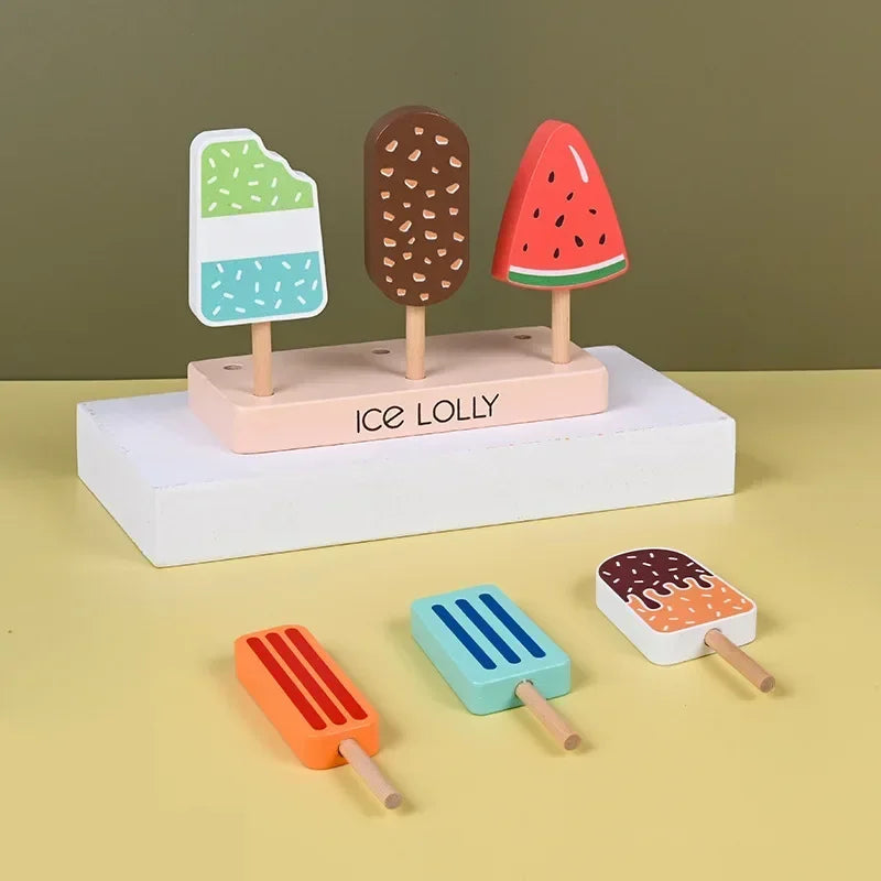 Wooden Toy Ice Cream & Cake – Pretend Play Kitchen for Toddlers