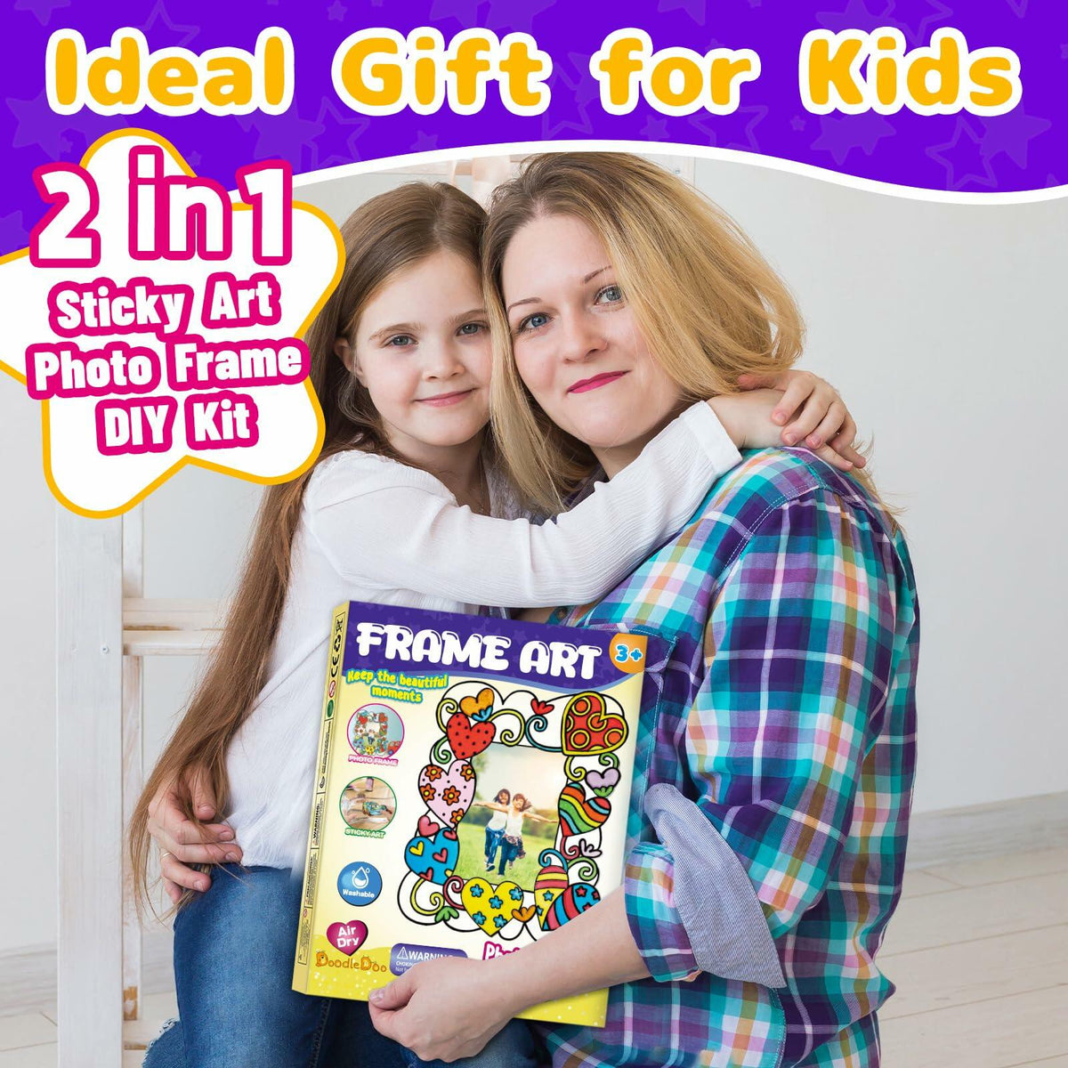 DoodleDoo DIY Acrylic Photo Frame Painting Craft Kit for Kids Ages 4-12