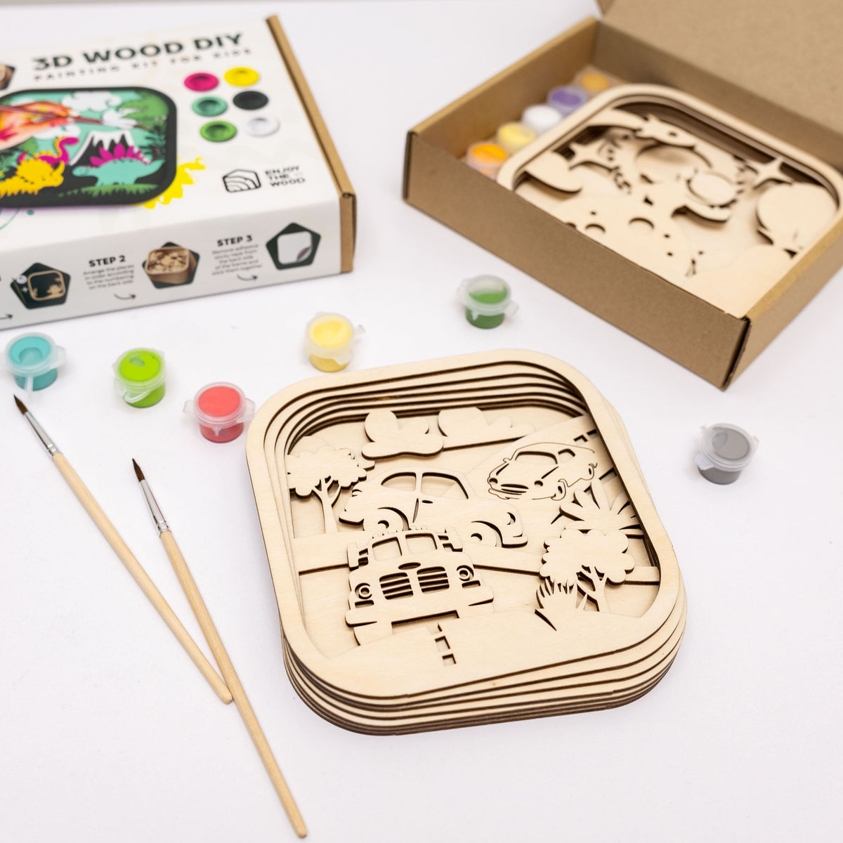 3D DIY Wood Painting Kit for Kids – Cars
